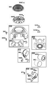 Blower Housing And Air Cleaner Group Diagram and Parts List for 44C877-0001-B5 400000 - 699999 Briggs and Stratton Engine
